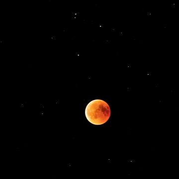 Lunar Eclipse, Blood Moon, Starry sky, Astronomy, Black background