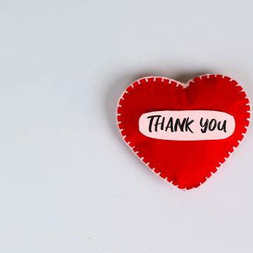 Thank You, Red heart, White background, 5K, Love heart