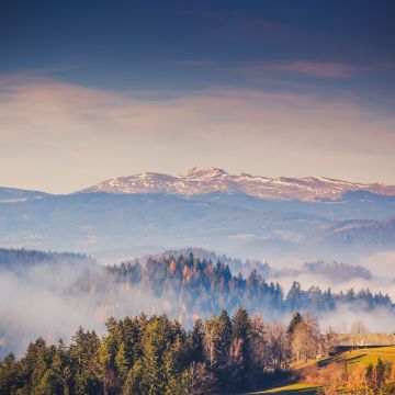 Kamnik Alps, Mountain range, Forest, Mountains, Landscape, Mist, Mountains, Travel, Scenery, Slovenia, 5K