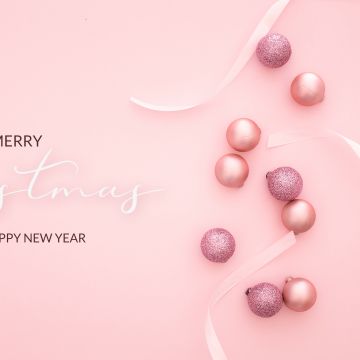 Happy New Year, Decoration, Merry Christmas, Peach background, Christmas decoration, Pink background, Pastel background, Navidad, Noel