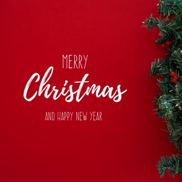 Happy New Year, Merry Christmas, Red background, Christmas decoration, Christmas tree, 5K, Navidad, Noel