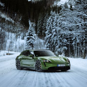 Porsche Taycan Turbo S Sport Turismo, 2022, Winter, Snow covered, 5K, 8K
