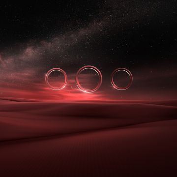 Desert, Starry sky, Night, Circles, Fusion, Illusion