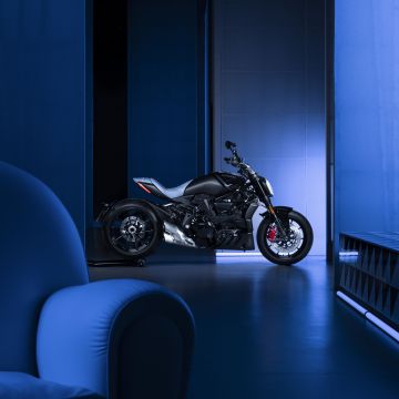 Ducati XDiavel Nera, Sports cruiser, Limited edition, Blue background, 2022, 5K, 8K
