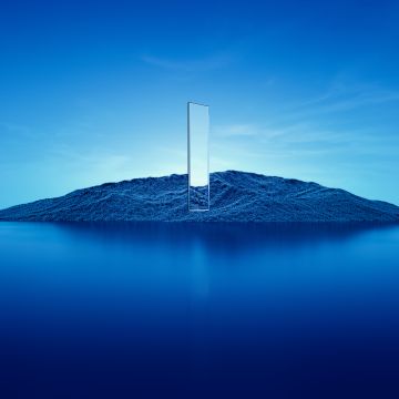 Island, Glass, Illumination, Blue, Scenic, Fusion, 3D