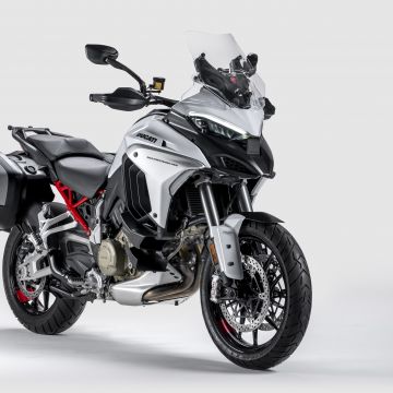 Ducati Multistrada V4 S, 2022, Adventure motorcycles, Iceberg white, White background