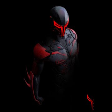 Spider-Man 2099, Marvel Superheroes, Marvel Comics, Concept Art, AMOLED, Black background, 5K, 8K, Spiderman