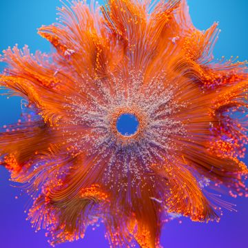 Particles, 3D background, Digital Art, Orange background