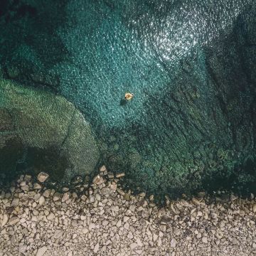 iOS 10, Stock, Seashore, Aerial view, Rocky coast