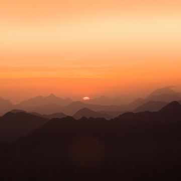 Sunset, Mountains, Scenery, Dusk, 5K