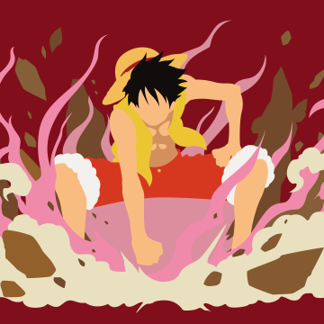 Monkey D. Luffy, Minimal art, One Piece, Red background