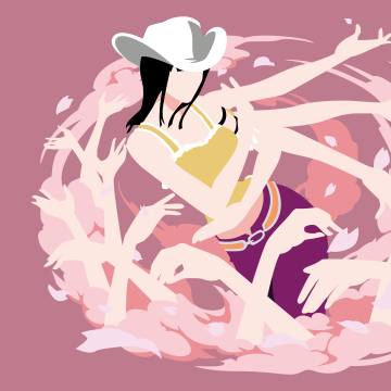 Nico Robin, One Piece, Pink background, Minimal art, Pastel red, Pastel background