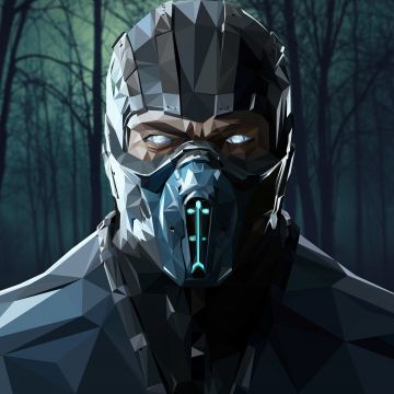 Sub-Zero, Kuai Liang, Mortal Kombat, Low poly, Artwork