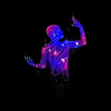 Human, Galaxy, Solar system, Planets, Black background, AMOLED