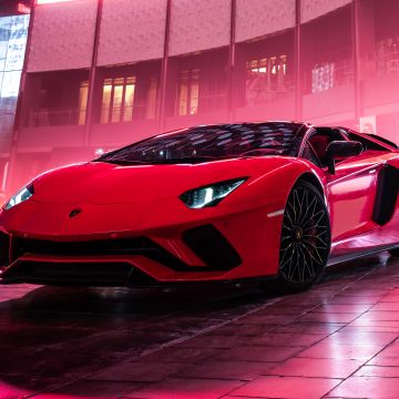 Lamborghini Aventador S Roadster, Red, 5K