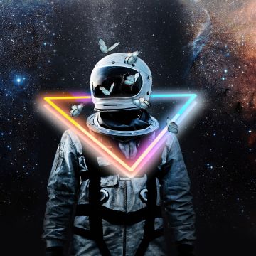 Astronaut, Galaxy, Space suit, Dream, Triangle, Butterflies, Milky Way, Aesthetic