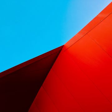 Modern architecture, Minimalist, Building, Metal, Blue Sky, Red