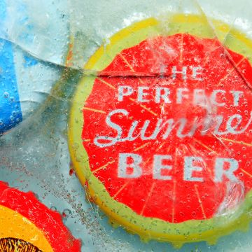 The Perfect Summer Beer, Bottle Cap, Ice Cold, Macro, Frozen, Vibrant