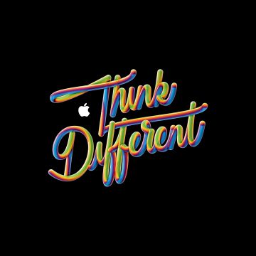 Think different, Apple slogan, Apple logo, Black background, AMOLED