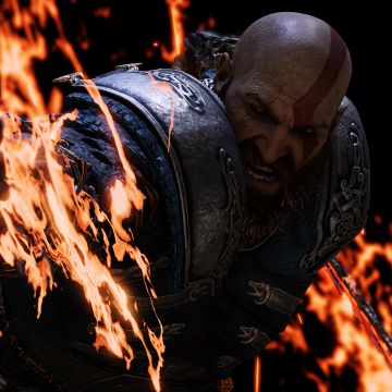 Kratos, Rage, God of War, Fire