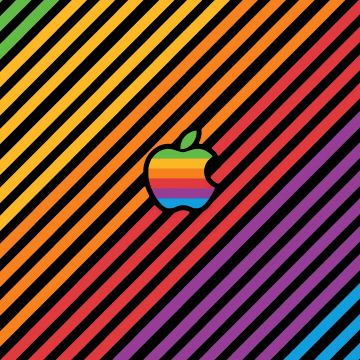 Apple logo, Stripes, Colorful background, Rainbow colors, iMac, 2022, 5K