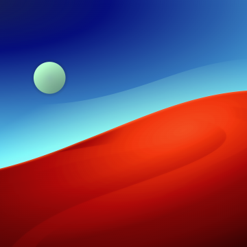 Desert, Illustration, Landscape, Gradient background, Moon, Sun, 5K