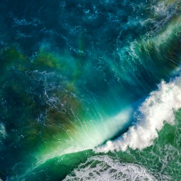 Waves, Aerial view, Ocean Waves, macOS, Stock, 5K