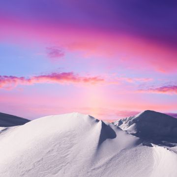 Mountains, Snow covered, Colorful Sky, Evening sky, Twilight, Sunset, Purple sky, Motorola Edge 30 Neo, Stock