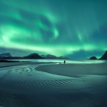 Northern Lights, Aesthetic, Aurora Borealis, Norway, Alone, Scenic, Evening sky, Motorola Edge 30 Neo, Stock