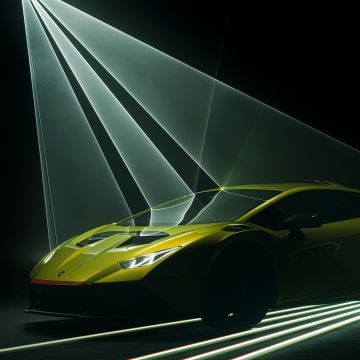 Lamborghini Huracán STO, Black background, 2022, 5K, 8K