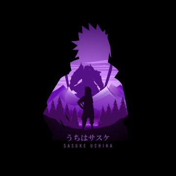 Sasuke Uchiha, AMOLED, Naruto, Minimal art, Black background