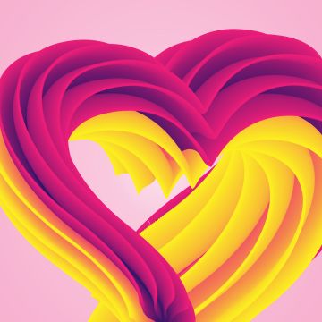 Love heart, Pink background, Heart shape, Aesthetic