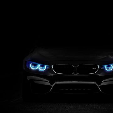 BMW M3, Angel Eyes, Black background, 5K