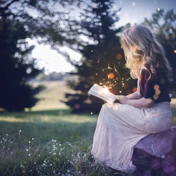Girl, Magical, Reading book, Girly, Sparkles, 5K, Study