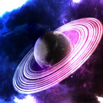 Saturn, Rings of Saturn, Surreal, Pink rings, Colorful space, Dream planet, Aesthetic