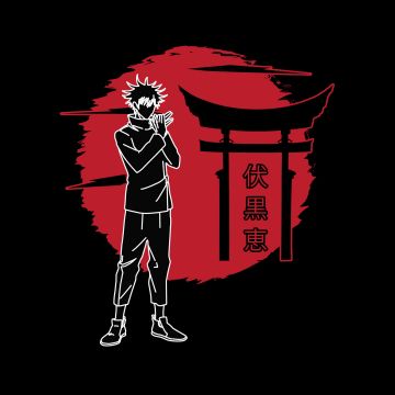 Megumi Fushiguro, AMOLED, Jujutsu Kaisen, Black background