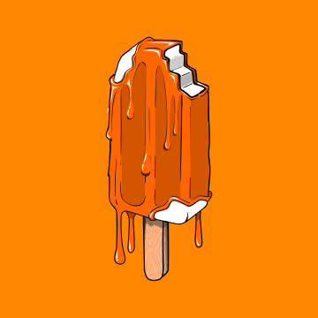 Drippy Popsicle, Ice pop, Chocolate bar, Orange background, 5K, 8K, 10K, Simple