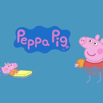 Peppa Pig, George Pig, TV show, Cartoon, Blue background