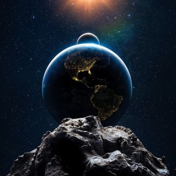 Earth, Moon, Sun, Solar system, Asteroids