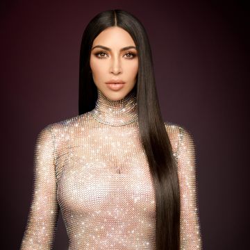 Kim Kardashian, Glitter, Brown background, 5K