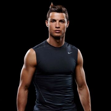 Cristiano Ronaldo, AMOLED, Portuguese footballer, Portugal football player, Black background, 5K, 8K