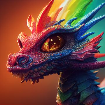 Rainbow dragon, Colorful background, Midjourney, Abstract dragon, Concept Art