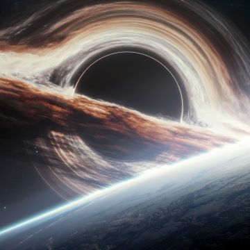Gargantua black hole, Planet Earth, Cosmos, 5K