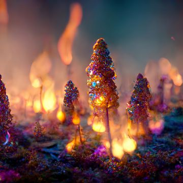 Magical forest, Bokeh Background, Midjourney, Colorful background