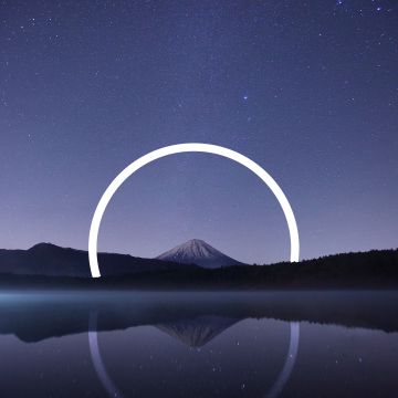 Mount Fuji, Night, Japan, Mountain Peak, Stars in sky, Natural Abstraction