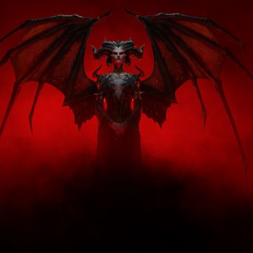 Lilith, Diablo 4, 2023 Games, Diablo IV, Red background, 5K, 8K