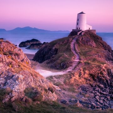 Twr Mawr Lighthouse, Wales, United Kingdom, Sunset