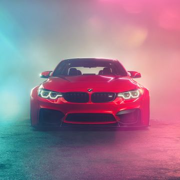 BMW M4, Performance Sedan, 5K, Colorful smoke