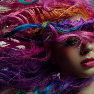 Colorful hair, Makeup, Woman, Girly backgrounds, 5K, 8K