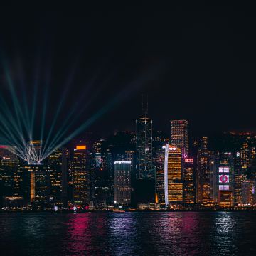 Hong Kong, Night City, Cityscape, Reflections, 5K